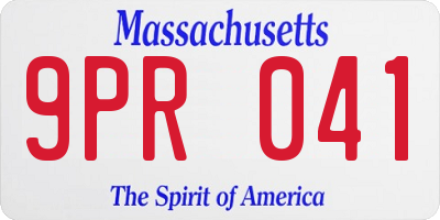 MA license plate 9PR041