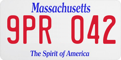 MA license plate 9PR042