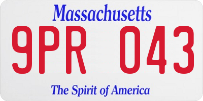MA license plate 9PR043