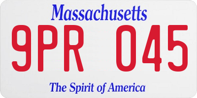 MA license plate 9PR045