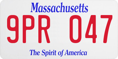 MA license plate 9PR047