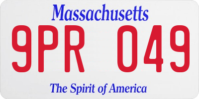MA license plate 9PR049