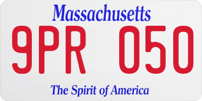 MA license plate 9PR050