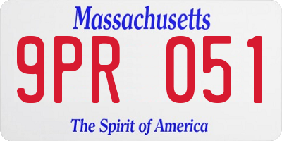 MA license plate 9PR051