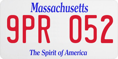 MA license plate 9PR052
