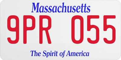 MA license plate 9PR055