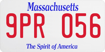 MA license plate 9PR056