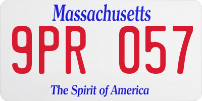MA license plate 9PR057