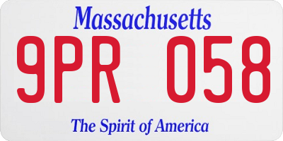 MA license plate 9PR058