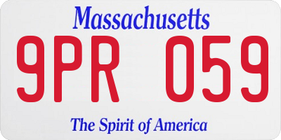 MA license plate 9PR059