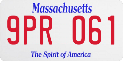 MA license plate 9PR061