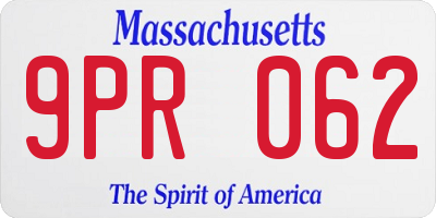 MA license plate 9PR062