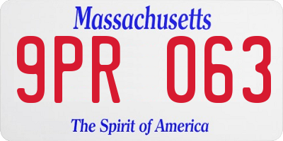 MA license plate 9PR063