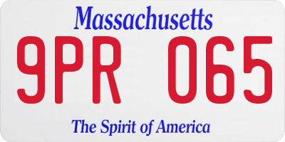 MA license plate 9PR065