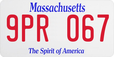 MA license plate 9PR067