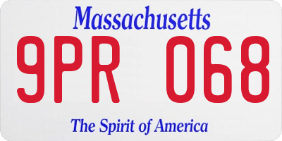 MA license plate 9PR068