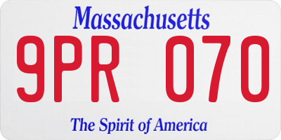 MA license plate 9PR070