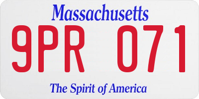 MA license plate 9PR071