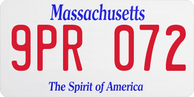 MA license plate 9PR072