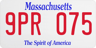 MA license plate 9PR075