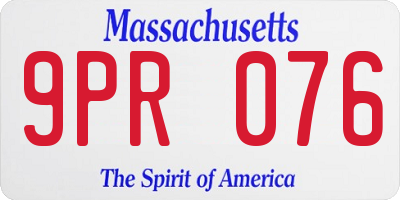 MA license plate 9PR076