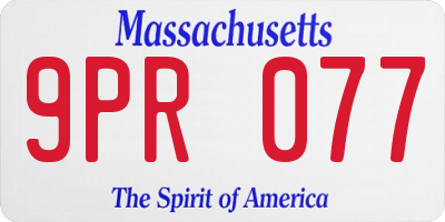 MA license plate 9PR077