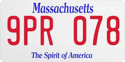 MA license plate 9PR078