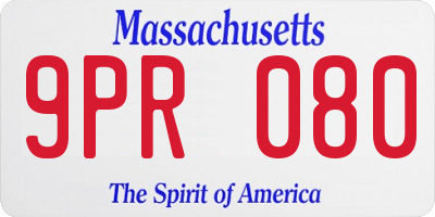 MA license plate 9PR080