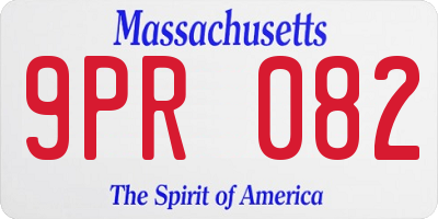 MA license plate 9PR082