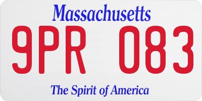 MA license plate 9PR083