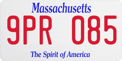 MA license plate 9PR085