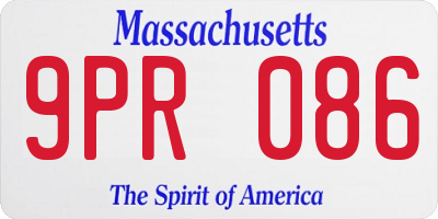 MA license plate 9PR086