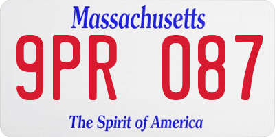 MA license plate 9PR087
