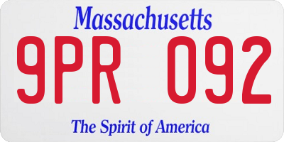 MA license plate 9PR092