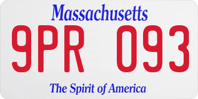 MA license plate 9PR093