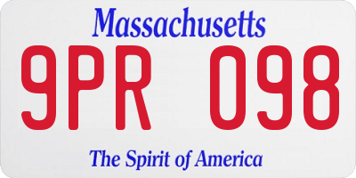MA license plate 9PR098