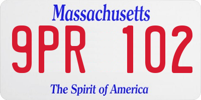 MA license plate 9PR102
