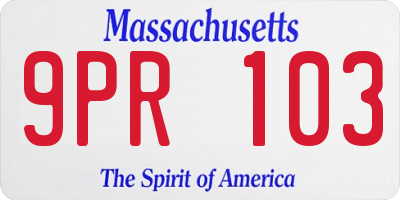 MA license plate 9PR103