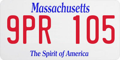 MA license plate 9PR105