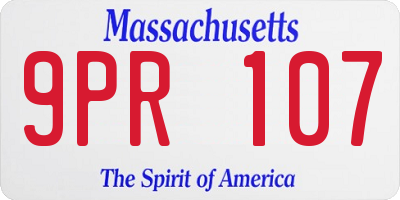 MA license plate 9PR107