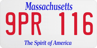 MA license plate 9PR116