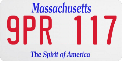 MA license plate 9PR117