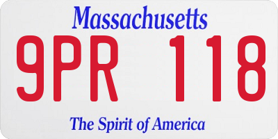 MA license plate 9PR118