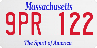 MA license plate 9PR122