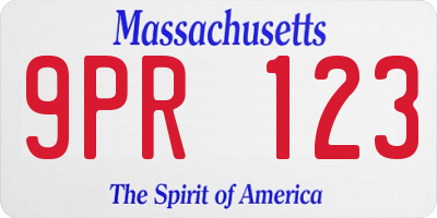 MA license plate 9PR123