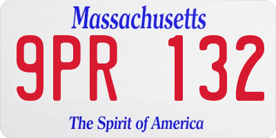 MA license plate 9PR132