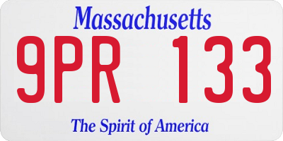 MA license plate 9PR133