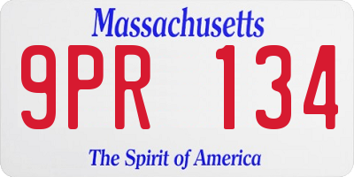 MA license plate 9PR134