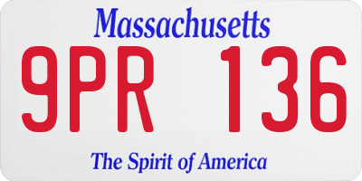 MA license plate 9PR136