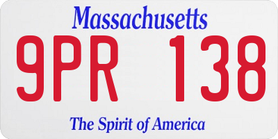 MA license plate 9PR138